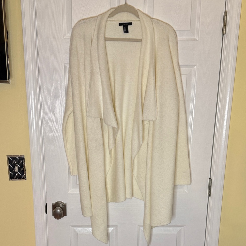 Chic Cream Winter White Oversized Draping Cardigan for Women